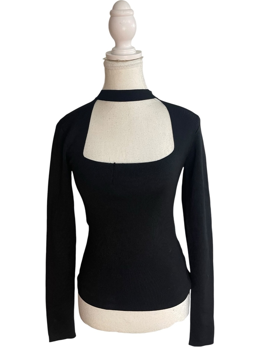 Zara Square Choker Neck Knit Top Black